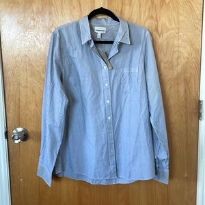 NWT JCrew Pinstripe Blue Classic Button Up 100% Cotton 16T Boys Fits Women Small